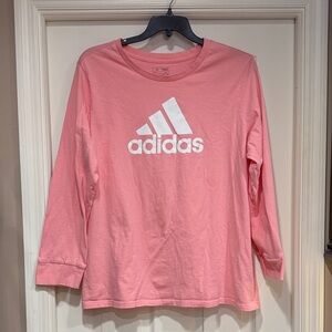 Adidas Women’s Plus Size  Long Sleeve Tee in Pink with White Logo